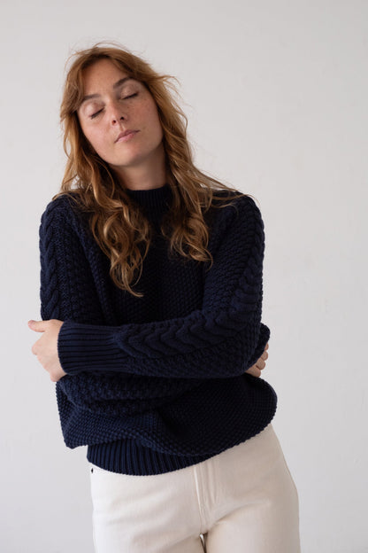Jersey Turner azul marino en algodón orgánico