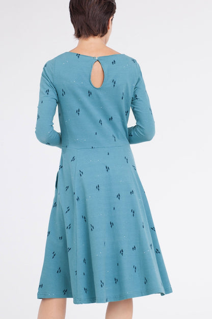 Vestido Corine falda evasé  azul ópalo.