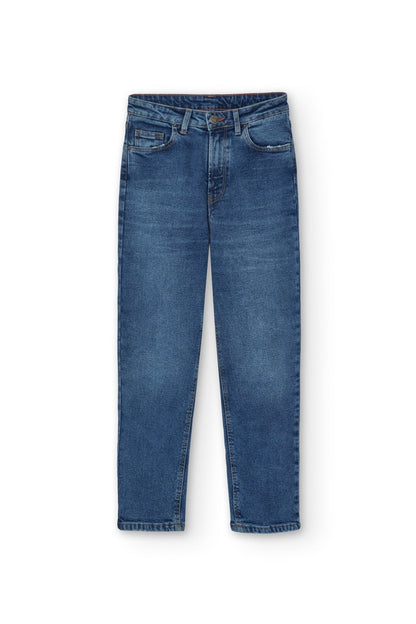 Pantalones Momfit Denim azul desgastado