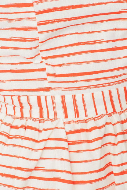Vestido Moira de manga corta con escote en la espalda y estampado rayas marineras