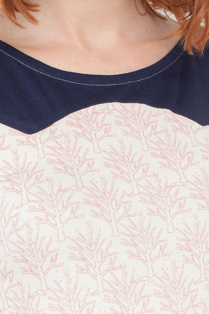 Vestido combinado Maira estampado corales y azul marino